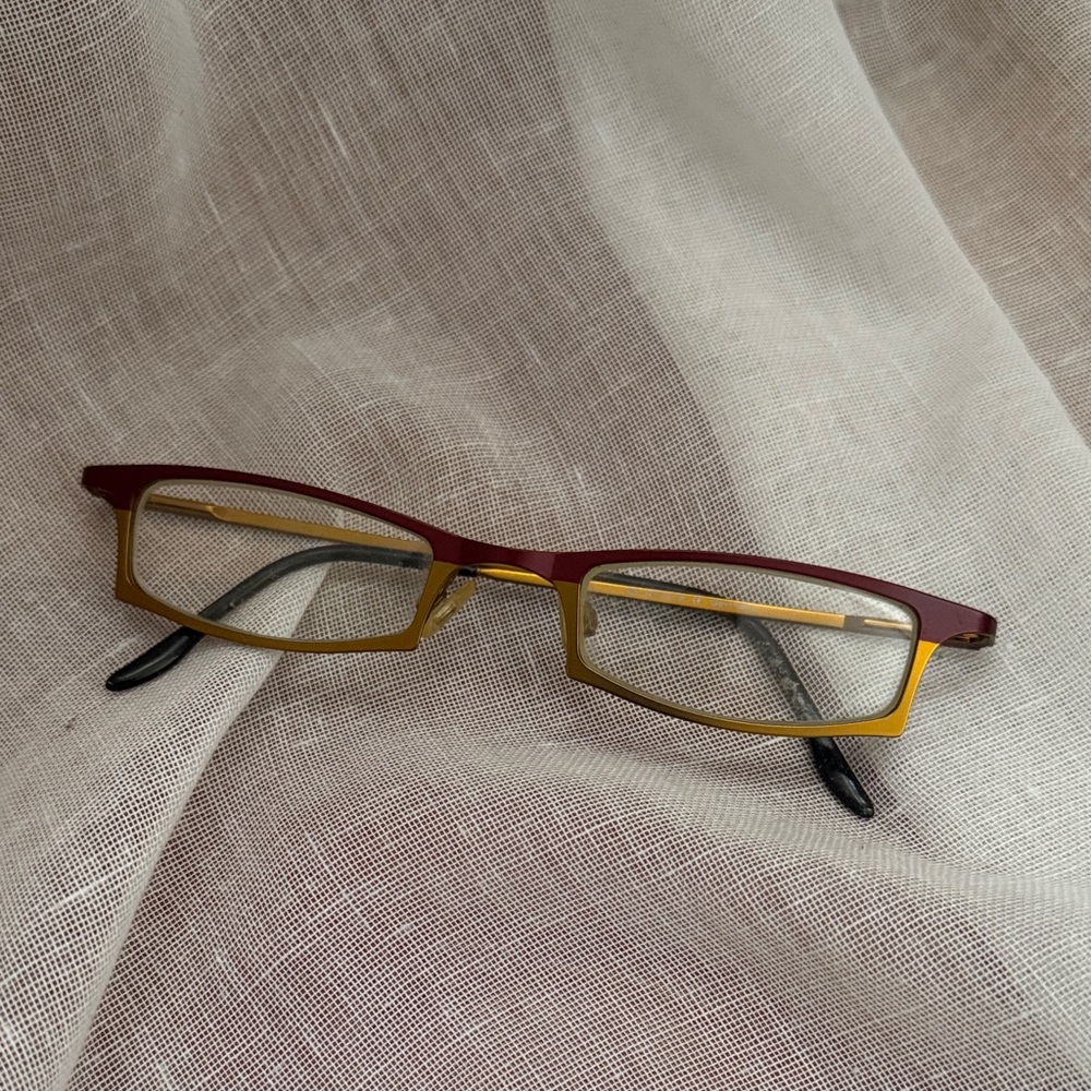 Vintage Germany Red and Gold Rectangular Glasses
